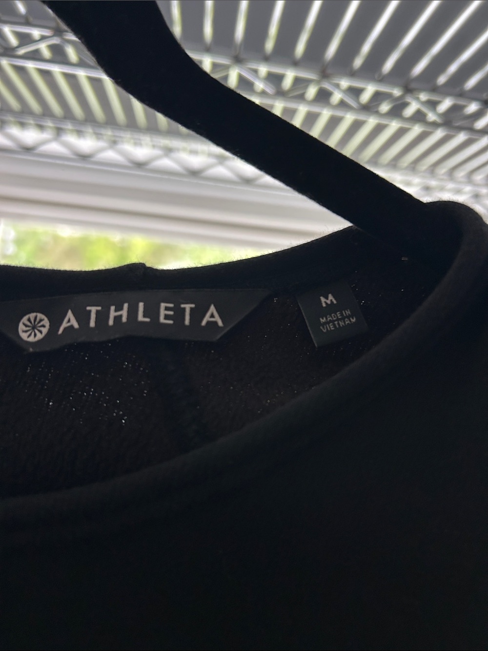 Athleta Black Mini Sweatshirt Dress with Three-Quarter Sleeves